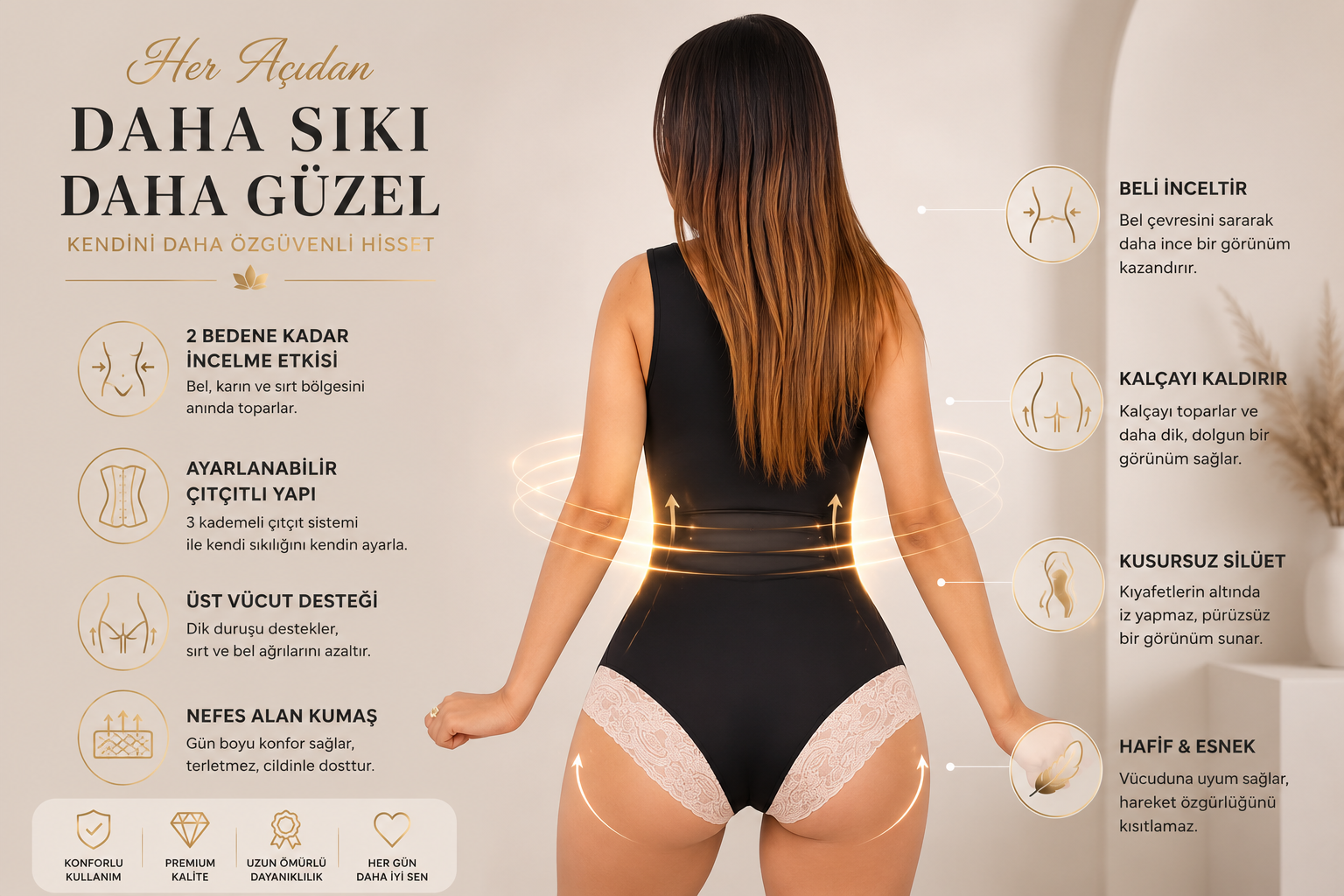 Rosimi - Dantelli Çıtçıtlı Vücut Şekillendirici Korse Body